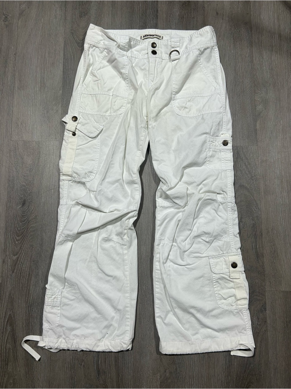 Vintage Low Rise Y2K Aeropostale white Cargo Skater Preppy Pants Sz 7/8